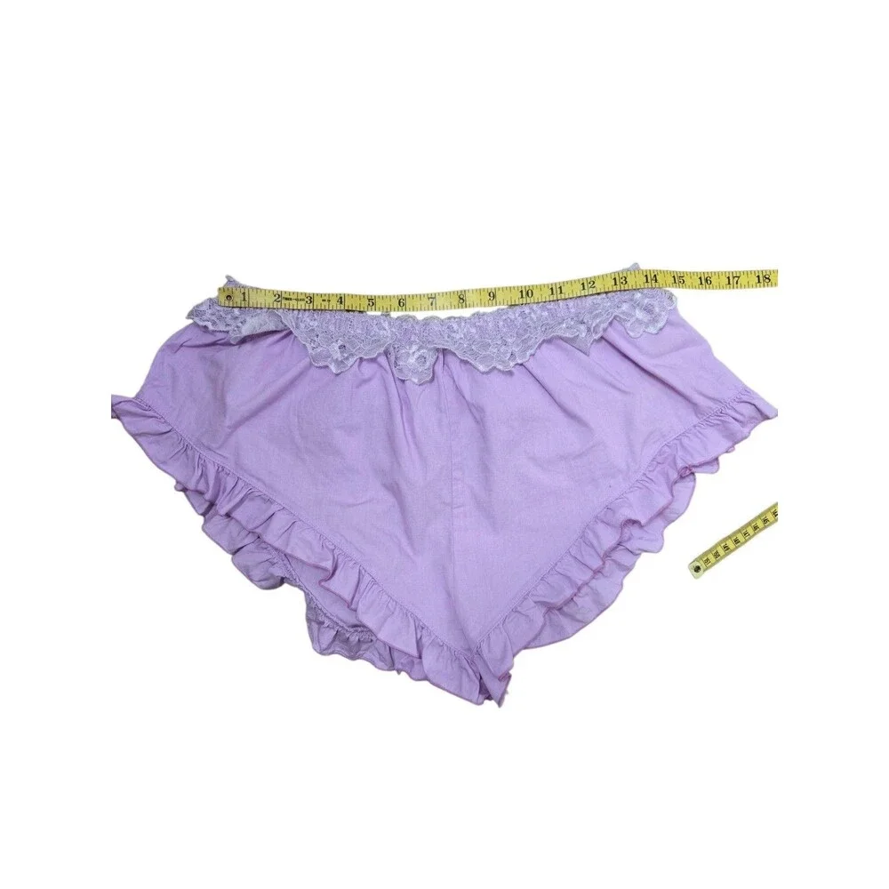 Free People Intimately Ruffle Womens Shorts M Purple Ruffle Lace Trim Pajama